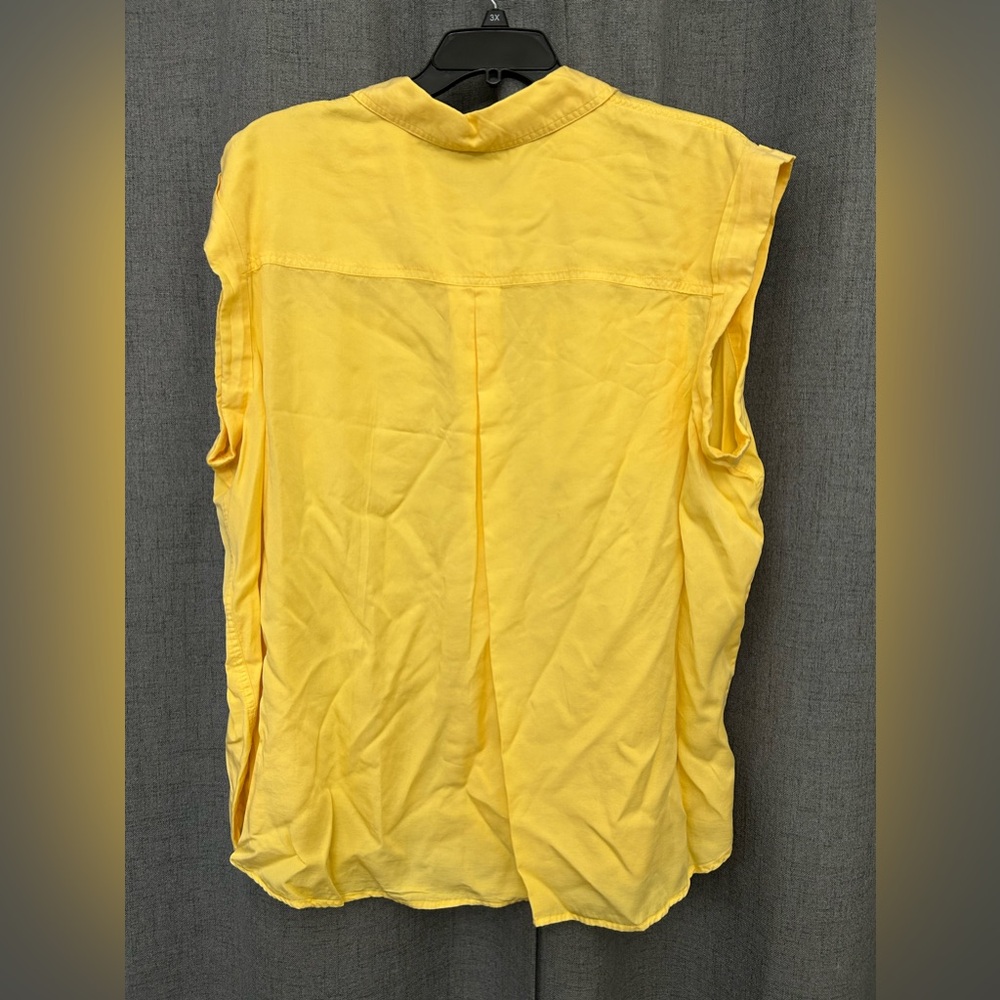 Calvin Klein Jeans Womens Yellow Tencel Blouse Button-Down Top Shirt Plus NWT - Picture 4 of 5